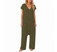 TFNOSIZE Combinaison Femme Été, Pantalon Large, Col V
