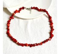 TFOOD Pendentif Pierre Naturelle Femme, Reiki Court Chakra Collier Exquis Boho Corail Gravier Cristal Naturel Pendentif Collier Charme Bijoux pour Femmes Collier Hommes Femme Ami Gemme Cadeau