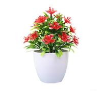 TFor abletop en pot FFor aux Flower DisplFor ay with PlFor astic Roses pour le salon, la chambre à coucher ou le bureau pour areFor a (rouge)