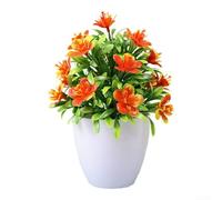 TFor abletop en pot FFor aux Flower DisplFor ay with PlFor astic Roses pour le salon, la chambre à coucher ou le bureau pour areFor a (rouge coucher de soleil)
