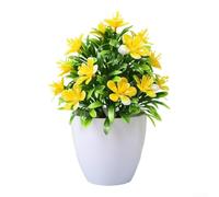 TFor abletop en pot FFor aux Flower DisplFor ay with PlFor astic Roses pour le salon, la chambre à coucher ou le bureau pour areFor a (jaune)