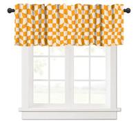 TFOSO 1 panneau de cantonnière à carreaux de style hippie rétro des années 70, imprimé géométrique abstrait, pour cuisine, chambre à coucher, café - 137 x 45 cm (l x L)