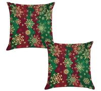 TFOSO Lot de 2 housses de coussin de Noël à imprimé flocon de neige pour maison, canapé, chambre à coucher, salon, décoration de fête, peluche courte, 45,7 x 45,7 cm (L x l)