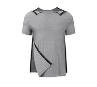 Tfovorlein Chemises de récupération post-épaule pour homme - Manches courtes - Ouverture sur le côté - Dialyse - Chimio, gris, Taille M