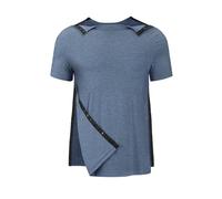 Tfovorlein Chemises de récupération post-épaule pour homme - Manches courtes - Ouverture sur le côté - Dialyse - Chimio, bleu foncé, Taille XL
