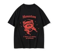 TFRwtf33R Houston I Have So Many Problems Funny Space Raccoon T Shirts Black XXL