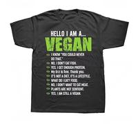 TFRwtf33R Sarcastic Vegetarian Gift Hello I'm A Vegan T Shirts Black M