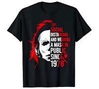 TFRwtf33R Social Distancing and Wearing A Mask Halloween T-Shirt Black S