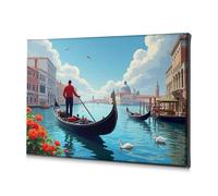 TFSW Décoration murale sur toile représentant un gondolier sur le Grand Canal, Venise - Décoration d'intérieur rustique (40 x 60 cm)