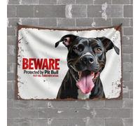 TFSW Décoration vintage Avertissement : Tapisserie Pit Bull On Duty Décoration de porte de chambre à coucher Tapisserie avec mots (100 x 150 cm)