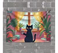 TFSW Petite tapisserie murale avec fée de la forêt enchantée dans des ailes oranges - Décoration d'intérieur amusante - Accessoires de chambre cool pour adolescents (100 x 150 cm)