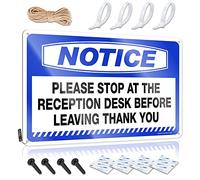 TFSW Plaque décorative en métal avec inscription « Please Stop At The Reception Desk Before Leaving Thank You » - Décoration de chambre d'adolescent (20 x 30 cm)