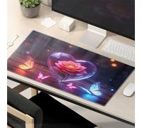 TFSW Tapis de souris sarcastique Love In Bloom: une rose en forme de cœur avec des papillons Tapis de souris Tapis de souris Tapis de bureau drôle Fournitures de bureau
