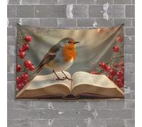 TFSW Tapisserie décorative pour porte de chambre à coucher, motif chat blanc sur branche enneigée au coucher du soleil, décoration murale de dortoir, décoration de bière pour caverne d'homme (75 x 100
