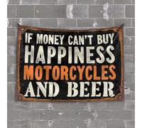 TFSW Tapisserie murale amusante pour chambre à coucher Motif Man Cave Rules Money Can'T Buy Happiness? Motorcycles And Beer Do! 100 x 150 cm