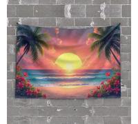 TFSW Tapisserie murale motif paon avec roses : œuvre d'art colorée (75 x 100 cm)