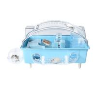 Tfwadmx Cage en acrylique pour hamster nain, rat, hamster et petit animal avec tube, roue d'exercice et souris - 45 x 27,9 x 30 cm - Bleu