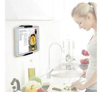 TFY Support Mural pour Tablette et Smartphone - Compatible Cuisine, Salle de Bain, Chambre à Coucher, bibliothèque et Plus - Noir