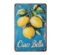 TFZQm Plaque en métal vintage Ciao Bella Citronnier en aluminium pour maison, cuisine, jardin, café, bureau, décoration murale, affiche 20,3 x 30,5 cm