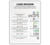 TFZQm Poster long division - Affiche d'art éducative pour enfants, mathématiques, couleurs de l'arc-en-ciel, affiche en métal pour salle de classe - Décoration murale esthétique pour salon - 20,3 x