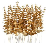 TGANNYOCR Lot de 36 tiges d'eucalyptus artificielles dorées de 38,1 cm pour décoration de Bouquet de Mariage, Centre de Table, Arrangement Floral, décoration d'intérieur