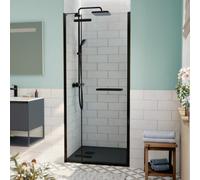 TGD NEW Porte de douche 90x200cm pivotante anticalcaire avec profilé noir mat (SATTGDN90NIKAC)