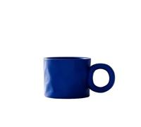 TGDGFKIAS Grandes tasses à café en céramique, Mug en porcelaine for café et gruau avec anse anneau multicolore 450 ml(Blu)