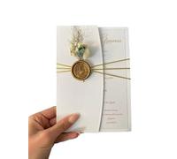 TGDGFKIAS Invité de mariage, Invitations de mariage avec enveloppes, impression dorée, fleurs séchées, sceaux de cire, lot de 50 à 250ensembles(75sets)
