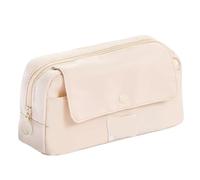 TGDGFKIAS Trousse à crayons de grande capacité, Lot de 2 trousses à crayons Simplicity for étudiants, couleur unie, for l'école(Beige)