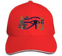TGFKLP Dier Egyptian Eye of Horus Stylish Flat Bill Cap Hat Red(Medium)