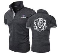 TGFQINAM Polos Confortables pour Hommes pour Scania T-Shirt À Col Doux Top Vêtements Sportstyle sous-vêtements Patchwork À Manches Courtes Boutons Imprimés -Dark Gray||3XL