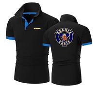 TGFQINAM Polos Confortables pour Hommes pour Scania T-Shirt Uni T-Shirt Respirant Vêtements Collision Couleur Col Streetwear Graphique Demi-Manches Actif-Black+Blue||L