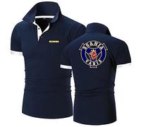 TGFQINAM Polos Confortables pour Hommes pour Scania T-Shirt Uni T-Shirt Respirant Vêtements Collision Couleur Col Streetwear Graphique Demi-Manches Actif-Navy Blue+White||XXL