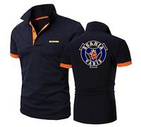 TGFQINAM Polos Confortables pour Hommes pour Scania T-Shirt Uni T-Shirt Respirant Vêtements Collision Couleur Col Streetwear Graphique Demi-Manches Actif-Navy Blue+Orange||M