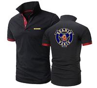 TGFQINAM Polos Confortables pour Hommes pour Scania T-Shirt Uni T-Shirt Respirant Vêtements Collision Couleur Col Streetwear Graphique Demi-Manches Actif-Black+Red||4XL