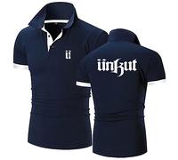 TGFQINAM Polos pour Hommes Chemises De Sport pour Unkut T-Shirts Confortables Col De Tennis Manches Courtes Extensibles Demi-Manches Coutures Vêtements -Navy Blue+White||M