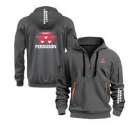 TGFQINAM Veste À Capuche Imprimée pour Hommes pour M.A.SS.EY FE.RG.US.on Sweat-Shirts Unis À Manches Longues Demi-Zip Sweat À Capuche Manteau À Capuche -Dark Gray||XL