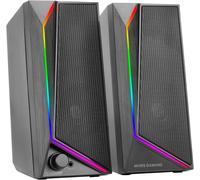TGGD-MS72, Haut-Parleurs Gaming 15W, ÿClairage RGB Flow, 2 Drivers Actifs, Chipset DSP, Connexion Plug&Play USB et Jack 3.5mm, Molette Contrôle du Volume et Port Audio pour Casque, Noir
