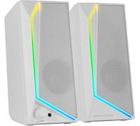TGGD-MS72, Haut-Parleurs Gaming 15W, ÿClairage RGB Flow, 2 Drivers Actifs, Chipset DSP, Connexion Plug&Play USB et Jack 3.5mm, Molette Contrôle du Volume et Port Audio pour Casque, Blanc