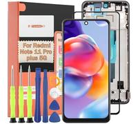 TGHongKy pour Redmi Note 11 Pro+ 5G 21091116UG Ecran Complet Écran Remplacement Tactile Digitizer Assembly pour Xiaomi Redmi Note 11 Pro plus 5G 21091116UC LCD Avec Kit De Réparation (Noir avec Cadre)