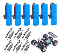 TGKYK 6 Pcs Batterie 3.7v 1200mah, Batterie Lithium 3.7v 1200mah avec Chargeur USB SM-2P Connecteur, Accu 18650 Batterie 18650 Rechargeables, RC Batterie pour RC Voiture RC Camion RC Robots