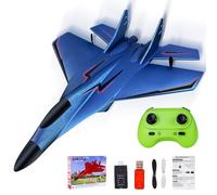 TGKYK Avion Télécommandé 2,4 GHz de Chasse, 2 CH Radiocommandé, RC Jouet, Planeur Volant pour Enfants, Débutants (Bleu)