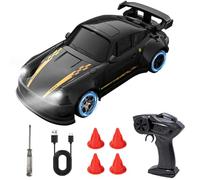 TGKYK RC Drift Car - Voiture de course télécommandée 1:64 - Éclairage 2,4 GHz 4WD - Mini voiture - Charge C - Jouet - Cadeau (noir)