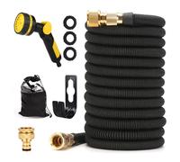 TGKYK Tuyau Arrosage Extensible 30M/100FT, Tuyau Arrosage Gardena avec 10 Fonctions Buse, Tuyau darrosage Extensible avec Connecteurs en Laiton de 3/4 Pouces et 1/2 Pouces pour Arroser et Laver