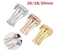 TGPGZHZFNA Boucle de montre en acier inoxydable 16, 18 et 20 mm, compatible for les bracelets de montre for Omega, fermoir en cuir et métal, bouton déployant, accessoires Fermoir de montre(RG16mm)