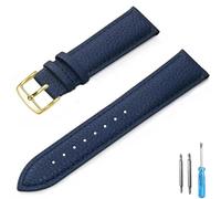 TGPGZHZFNA Bracelet de montre en cuir véritable 12 mm, 14, 16, 18, 20, for homme et femme, avec outil bracelet de montre(Blue-G,18mm)