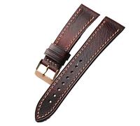 TGPGZHZFNA Bracelet en cuir ciré for l'huile fait main 18 19 20 21 22 mm rétro souple ultra-fin compatible for les bracelets de montre for homme bracelet de montre(D rose gold buckle,21mm)