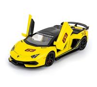 TGRCM-CZ Lamborghini SVJ 63 Modèle de voiture 1/32 en alliage de zinc avec son et lumière pour collectionneurs et enfants de 3 ans - Cadeau d'anniversaire (jaune)