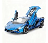 TGRCM-CZ Modèle de Voiture Lamborghini SIÁN FKP37 à l'échelle 1/32, Jouet avec Son et Lumière, Voiture à Tirer en Retour, en Alliage de Zinc, pour Enfants Garçons et Filles, Cadeau (Bleu)