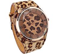 TGRTY Mode Femmes Montres Mode imprimé léopard Grand Bracelet en Cuir Femmes d' Horloge à Quartz Cadran Collants Loisirs Montre Montre-Bracelet pour Femme (Color : Orange)